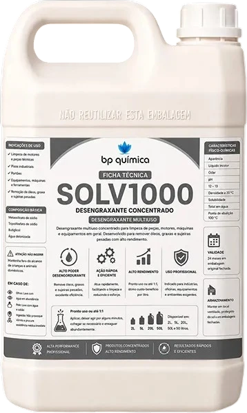 Galão de 5 litros do SOLV1000, desengraxante concentrado multiuso da BP Química